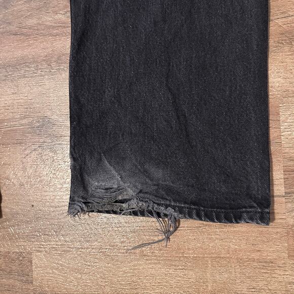 Levi 501 Jeans Mens 38x32 Black Distressed Cotton Denim Pants - Picture 6 of 10
